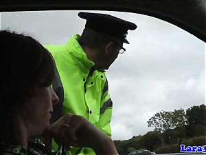 Caught masturbating mature pokes patrol cop