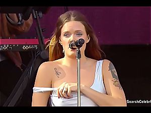 Tove Lo demonstrates off her excellent fun bags to the crowd